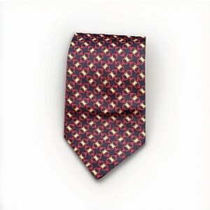 Fendi Men's Necktie Vintage 80’s/90’s - Red Navy Gold Chainmail Pattern